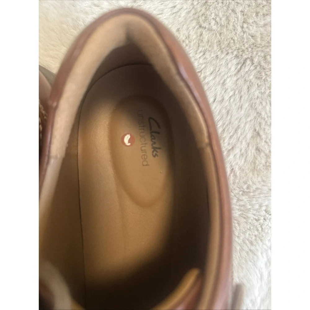 Clarks Mens Un‎ Abode Ease Oxfords Shoes Solid Brown Leather Lace Up 10